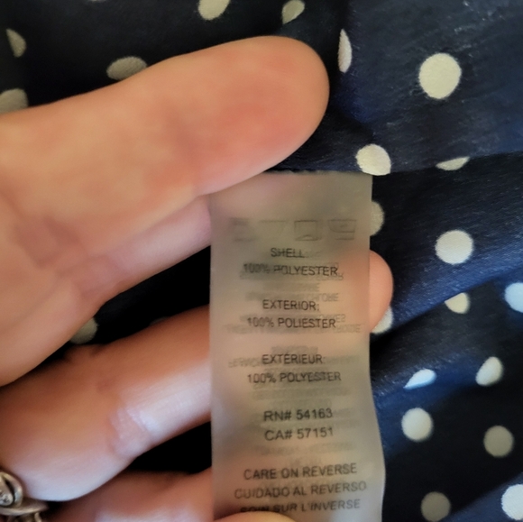 Calvin Klein Navy and White Polka Dot Blouse, Size XS - Picture 4 of 4